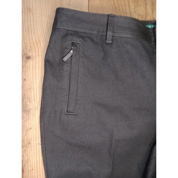 Lauren Ralph Lauren Brown Chino Pants Womens Petite 10P Zipper Pocket LRL NWOT - Picture 2 of 5